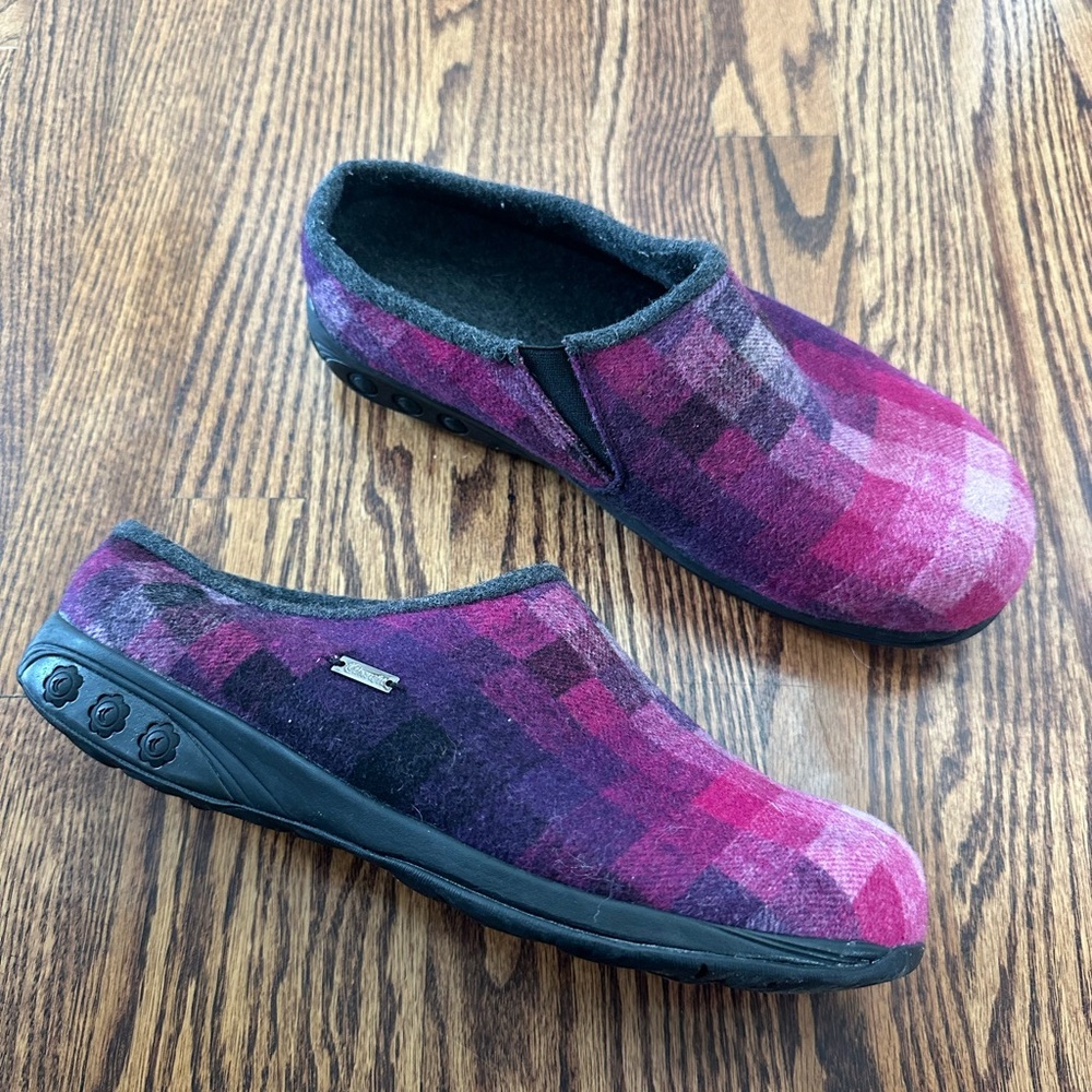 Therafit Stefani Women's Wool Clog Slipper pink plaid size‎ EUR 41 10.5/11
